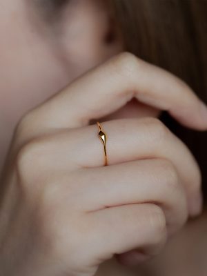 Water Drop Ring 925 Sterling Silver Plated 18k Gold Very Simple Ring Geometry Classic Simple Elegant Temperament Unique Tail Ring