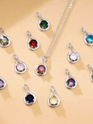 S925 Sterling Silver Hollow 12 Constellation birthstone Pendant New 8-shaped Diamond Unlimited Necklace