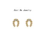 S925 Sterling Silver Plated 14K Gold Lucky Little Horseshoe U-shaped Earrings Women's Exquisite All-match Diamond Earrings Simple Earrings Ouni Na