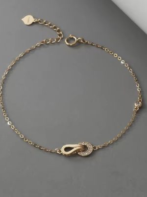 Buckle Interwoven ~ S925 Sterling Silver Plated 18K Gold Micro Set Ring Horseshoe Buckle Bracelet Light Luxury High-end Bracelet