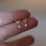 S925 Sterling Silver Plated 14k Gold Leaf Earrings Exquisite and Small Mini Women's Leaf Bud Earrings Ins Style Minimalist Personality