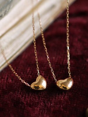 S925 Silver Plated 18k Gold Plain Gold Heart Small Love Necklace Ins Simple Cute All-match Adjustable Clavicle Chain