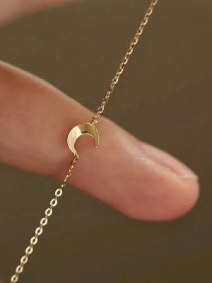 925 Sterling Silver Plated 14K Gold Crescent Crescent Bay Bracelet Gloss Small Crescent Moon All-match Very Fine Bracelet Women's Bracelet