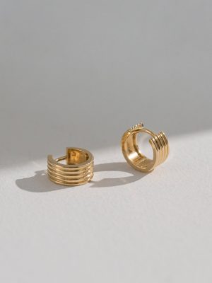 New Ins Style Earrings Rib Ear Buckle Daily Circle Ear Stud Ear Ring S925 Silver Plated 18K Gold Fashion Trend