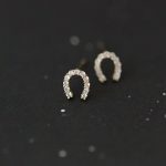 S925 Sterling Silver Plated 14K Gold U-shaped Full Diamond Horseshoe Lucky Earrings Small and Delicate Zircon Exquisite Lucky Earrings