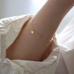 925 Sterling Silver Plated 14K Gold English Love Pin Bracelet Women's Temperament All-match Simple Design Light Luxury Extremely Fine