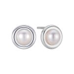 color: Silver Ring Pearl Stud Earrings