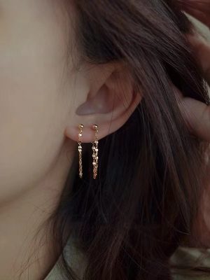 S925 sterling silver plated 14K gold tide autumn and winter xinghe flashing earrings women's high-grade unique earrings earrings women's Ouni Na