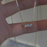 S925 Sterling Silver Plated 14K Gold Necklace Women's Three Diamond Geometric Pendant Korean Style Ins Clavicle Chain Ouni Na