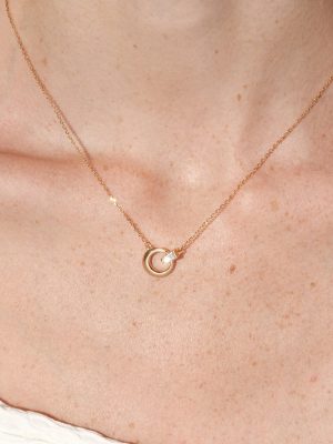 Commuter Versatile 925 Sterling Silver Plated 18K Gold Asymmetric Ring Zircon Necklace Simple Elegant Light Luxury Women's Clavicle Chain
