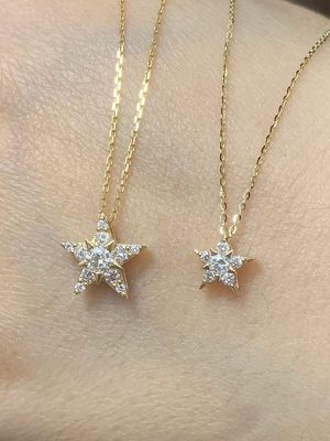 Starlight guide ~ S925 sterling silver plated 14K gold star zircon pendant five-pointed star necklace clavicle chain exquisite daily HME