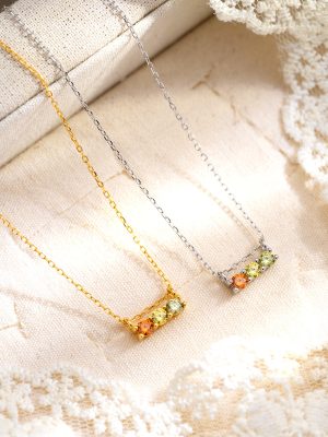S925 Sterling Silver Color Zirconium Necklace Women's Light Luxury Fashion Exquisite Clavicle Chain Design Commuting All-match Jewelry