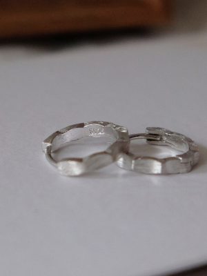 Plain Cold ~ S925 Sterling Silver Plated Platinum Brushed Earrings Earrings Continuous Corrugated Earrings Low-key Commuting HME