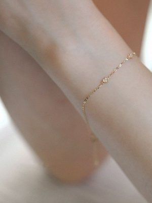 925 sterling silver plated 18K gold three hollow smooth small love exquisite simple temperament small versatile new bracelet