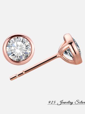 S925 Sterling Silver Simple Classic Round Zircon Earrings for Women Korean Style Small Fresh Super Flash Bubble Geometric Small Earrings