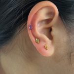 color: Purple stone 18K gold single (including screw plug)