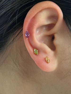 S925 Sterling Silver Plated 18k Gold Horse Eye Zircon Earrings Caibao Mini Ear Nails Screw Screw Sleeping Without HME