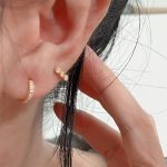Body 925 Sterling Silver Plated 18K Gold Inlaid Zircon Row Drill Ear Ring Ear Buckle Classic All-match Commuter Ear Holes Earrings