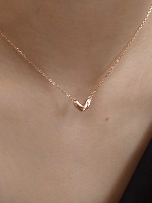 Simple Love ~ S925 Silver Plated Gold Diamond Love Pendant Necklace Women's Design Sweet Simple Clavicle Chain HME