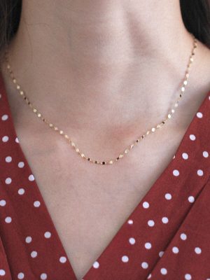 S925 Sterling Silver Plated 14k Gold Sparkling Lips Necklace Women's Simple All-Match Elegant Small Sequin Clavicle Chain
