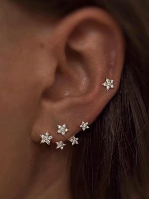 S925 Sterling Silver Plated 14K Gold Shining Stars Exquisite Diamond Earrings Multi-Earrings Light Luxury High-end Earrings for Women