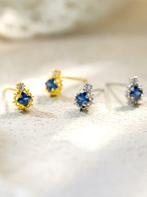 S925 Sterling Silver Light Luxury Palace Style New Blue Zircon Earrings Women's Exquisite All-match Retro Earrings High-end Earrings