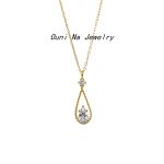 S925 Sterling Silver Plated 14K Gold Drops Diamond Necklace Women's Design Fashion All-match Light Luxury Clavicle Chain Ouni Na