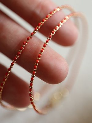 S925 Sterling Silver Plated 18K Gold Red Rope Woven Bracelet Women's Light Luxury Gift Lucky Life Year HME