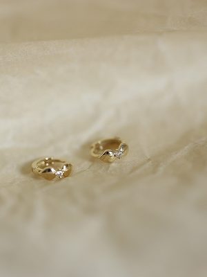 S925 Sterling Silver Plated 14K Gold Ear Ring Two Small Fat Leaves Mini Ear Buckle Simple Daily Ear Ring HME