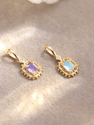 S925 Sterling Silver Geometric Retro Aquamaro Zircon Pendant Japanese Fashion Clavicle Chain Accessories Design Jewelry