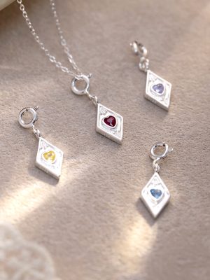 S925 Sterling Silver Diamond Love Pendant Women Korean Sweet Retro Accessories Design DIY Necklace Pendant Wholesale