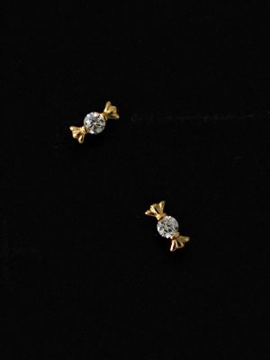 S925 Sterling Silver Plated 14K Gold Mini Candy Earrings Female Zircon Design Small Cute All-match Earrings