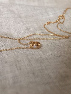Simple temperament_full body 925 silver diamond necklace pendant transfer ring mini version foreign style clavicle chain HME