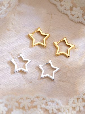 S925 Sterling Silver Mori Style Simple Star Ear Buckle Ins Cold Style Simple Versatile Five-pointed Star Earrings Earrings