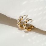 French retro bubble row drill earrings 925 sterling silver plated 18K gold zircon small ear buckle earring wreath exquisite shape