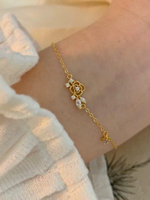 Japanese Original S925 Sterling Silver 14K Gold Plated Bracelet Female Court Style Gentle Light Luxury Minimalist Design Bracelet Ouni Na