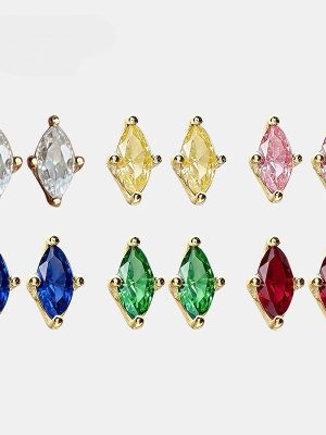 S925 Sterling Silver Plated 14K Gold Horse Eye Zircon Earrings Mini Exquisite Small Fresh Style Women's Earrings Collection HME