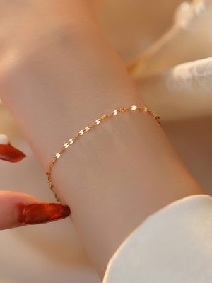 Japanese S925 Sterling Silver Plated 14K Gold Thin Lips Light Luxury Elegant High-grade Commuting All-match Bracelet Ouni Na