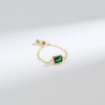 color: 14K GOLD-Emerald / size: Push-pull adjustable