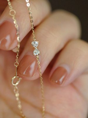 S925 Sterling Silver Plated 14K Gold Fine Flash Fine Bow Bracelet Micro Set Zirconium Diamond Small Fresh Art Style Female Gift