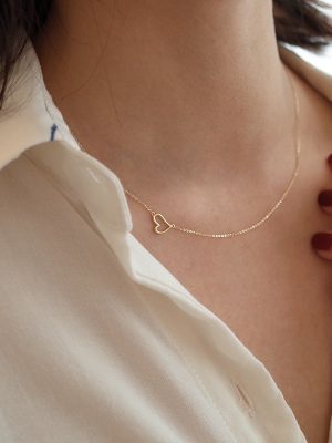 S925 Sterling Silver Gold-plated Love Necklace Women's Simple Elegant All-match Pendant Minimalist Small Clavicle Chain HME