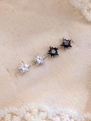 Korean style new s925 sterling silver five-pointed star earrings female diamond star earrings trendy temperament zircon earrings wholesale