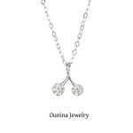 Japanese S925 Sterling Silver Plated 14K Gold Cherry Diamond Necklace Women's Light Luxury Design Clavicle Chain Ouni Na