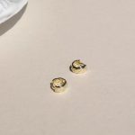 Edge mini Small Fragrant Style 925 Silver Plated 18K Gold Simple Temperament Rhomboid Earring Ring High Earring Buckle Ear Bone Nail Earring Nail
