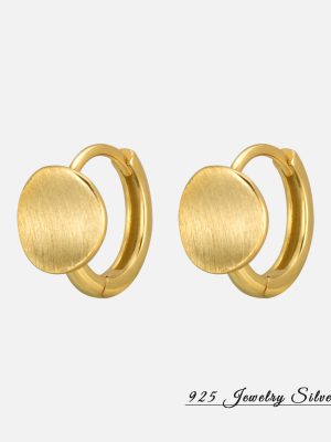 S925 sterling silver fashion simple brushed disc ear buckle ins style advanced geometric arc earrings ear ring wholesale