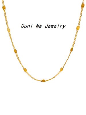 S925 Sterling Silver Gold Plated Plain Chain Necklace Women's Design Clavicle Chain Ins Style Versatile Base Chain Ouni Na