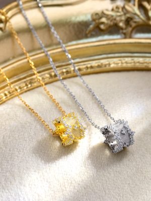 S925 Sterling Silver Diamond-encrusted Small Man Waist Transfer Bead Pendant Necklace Women's Light Luxury Starry All-match Clavicle Chain