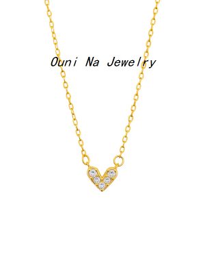 S925 Sterling Silver Plated 14K Gold Love Diamond Necklace Women's Design Japanese Style Light Luxury All-match Clavicle Chain ins Ouni Na