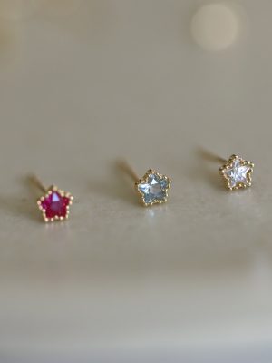 S925 Sterling Silver Plated 14K Gold Mini Bean Side Star Exquisite Cute Japanese Earrings Sweet Five-pointed Star HME