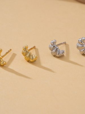 S925 full-body sterling silver simple French light luxury extendable horn bag earrings design vintage fashion earrings for women